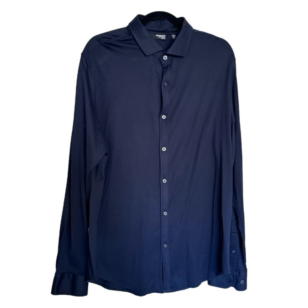 Murano Navy Blue Dress Shirt Liquid Luxury Slim Fit Men's Sz XL Business Career